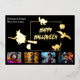 Halloween Familie Vier FotoCollage Folieneinladung