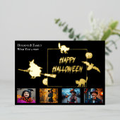 Halloween Familie Vier FotoCollage Folieneinladung (Stehend vorne)