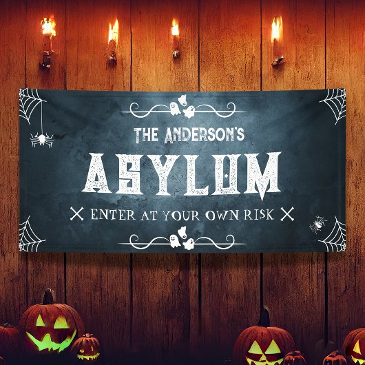 Halloween Familienasyl Funny Spuk House Spooky Banner