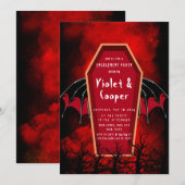 Halloween-Fan und Bat-Wings-Engagement-Partei Einladung (Vorne/Hinten)