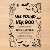 Halloween fand sie ihr Boo-Brautparty Acryleinladungen (Vorderseite)