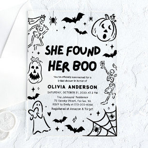 Halloween fand sie ihr Boo-Brautparty Acryleinladungen