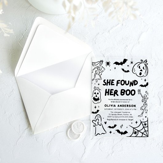 Halloween fand sie ihr Boo-Brautparty Acryleinladungen