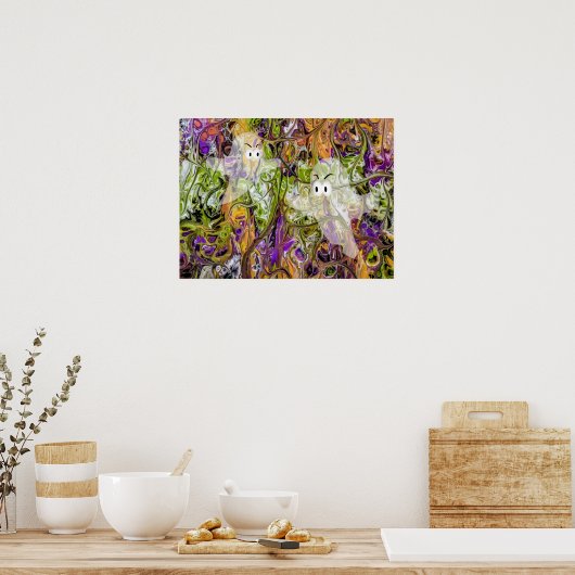 Halloween Farben mit Geistern Poster (Küche)