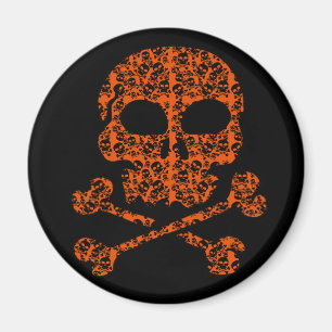 Halloween-Farben!  Orange und schwarze Schädel Magnet