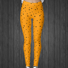 Halloween Farben schwarze Sterne auf hellen Orange Leggings