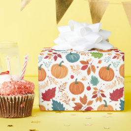 Halloween farbenfrohe Pumpkins und Blätter Geschenkpapier