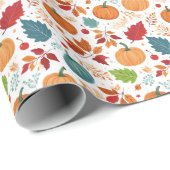 Halloween farbenfrohe Pumpkins und Blätter Geschenkpapier (Rolleneckpunkt)