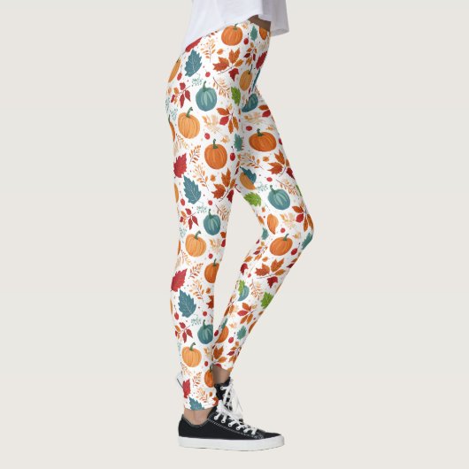 Halloween farbenfrohe Pumpkins und Blätter Leggings (Rechts)