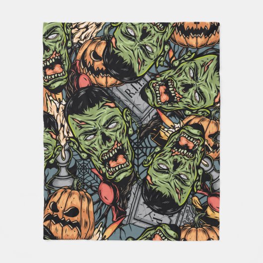 Halloween farbige Elemente nahtloses Muster mit Fleecedecke (Vorderseite)