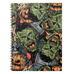 Halloween farbige Elemente nahtloses Muster mit Notizblock
