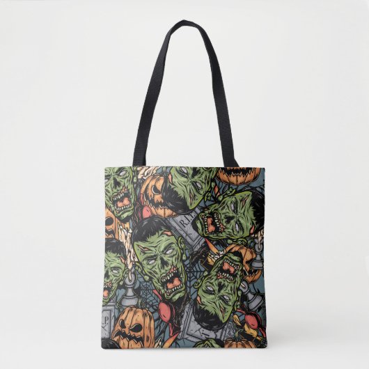 Halloween farbige Elemente nahtloses Muster mit Tasche (Vorderseite)