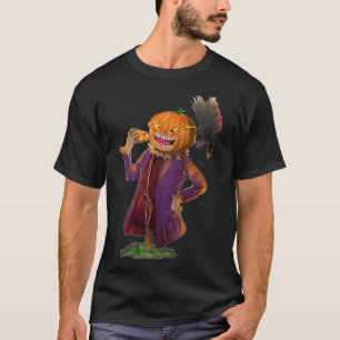 Halloween Farm Scarecrow isst Pizza T-Shirt