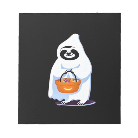 Halloween-Faultier als Geist verkleidet, das Süßig Notizblock (Vorderseite)