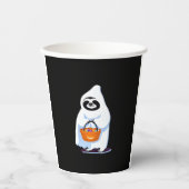 Halloween-Faultier, als Gespenst verkleidet, Trick Pappbecher (Vorderseite)