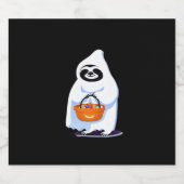 Halloween-Faultier, als Gespenst verkleidet, Trick Schaumweinetikett (Einzelnes Label)