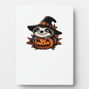 Halloween Faultier-Kürbis-Festlichkeit Klassisches Fotoplatte