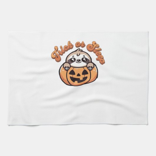 Halloween Faultier Streich oder Schlaf süßes Fault Geschirrtuch (Horizontal)