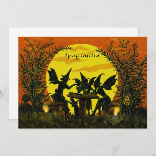 Halloween Feenwitches Einladungen (Vorne/Hinten)