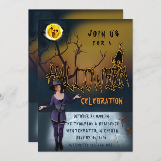 Halloween-Feier Einladung (Vorne/Hinten)