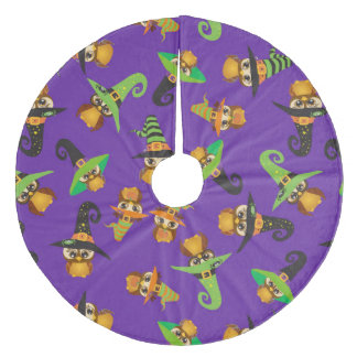 Halloween-Feiertags-kundenspezifische Retro Eule Fleece Weihnachtsbaumdecke