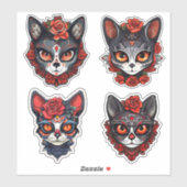 Halloween Feline Sugar Skull Collection Aufkleber (Blatt)
