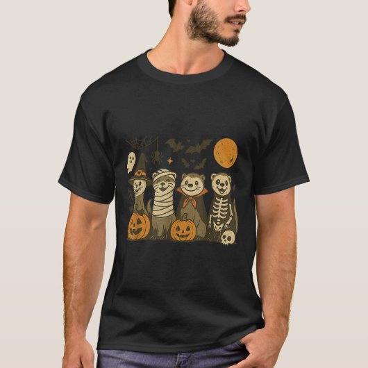 Halloween Ferret Costumes Ghost Witch Mummy Men Wo T-Shirt (Vorderseite)