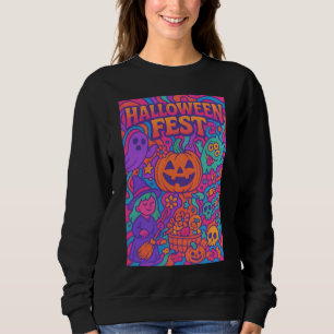 Halloween Fest bunt Retro Männchen Unisex Sweatshirt