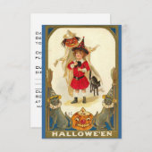 Halloween Fest Einladung Vintagen Katzen Kind (Vorne/Hinten)