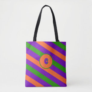 Halloween-festgestreiftes Monogramm Tasche