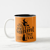Halloween festlicher Fall Spooky Wunderbare Zeit O Zweifarbige Tasse (Links)