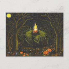Halloween, Feuer, Hexen, Coven, Magie, Tanz Postkarte