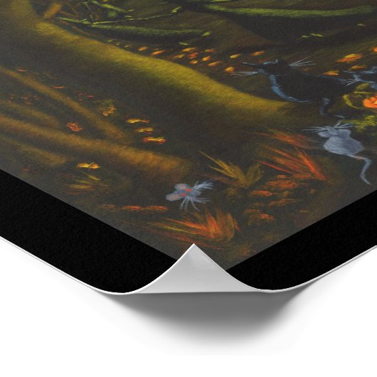 Halloween, Feuer, Hexen, Schwarz, Katze.Mäuse, Wal Poster (Ecke)