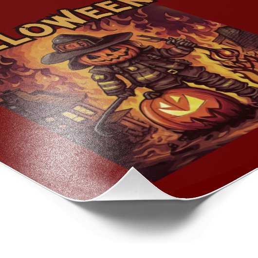 Halloween, Feuerwehrmann, Trick oder Lust? Fotodruck (Ecke)
