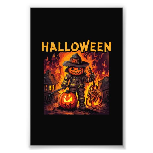 Halloween, Feuerwehrmann, Trick oder Lust? Fotodruck (Vorne)