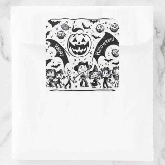 Halloween fiesta quadratischer aufkleber (Tasche)