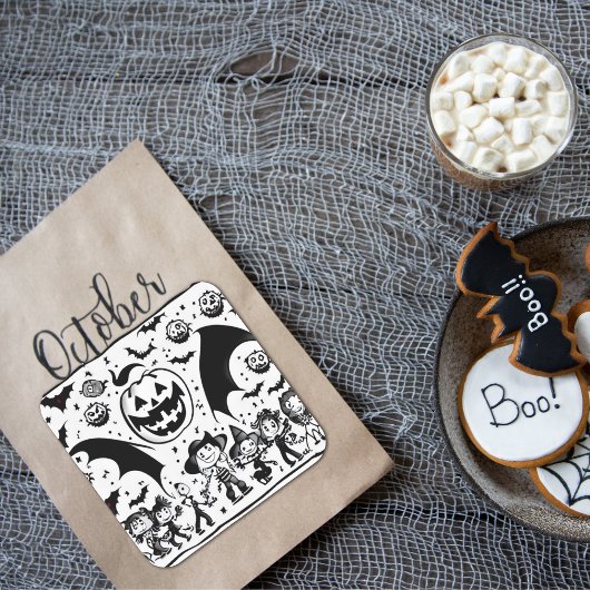 Halloween fiesta quadratischer aufkleber