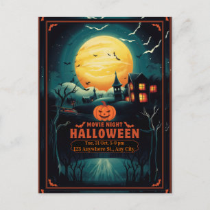 Halloween-Filmnacht-Plakat Feiertagspostkarte