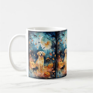Halloween Finnischer Lapphund mit Kürbissen Grusel Kaffeetasse