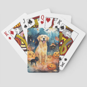 Halloween Finnischer Lapphund mit Kürbissen Grusel Spielkarten