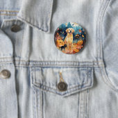 Halloween Finnischer Lappund mit Pumpkins Beängsti Button (Beispiel)