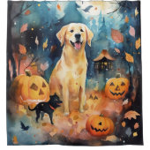 Halloween Finnischer Lappund mit Pumpkins Beängsti Duschvorhang (Vorderseite)