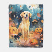 Halloween Finnischer Lappund mit Pumpkins Beängsti Fleecedecke (Vorderseite)