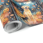 Halloween Finnischer Lappund mit Pumpkins Beängsti Geschenkpapier (Rolleneckpunkt)