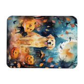 Halloween Finnischer Lappund mit Pumpkins Beängsti Magnet (Horizontal)