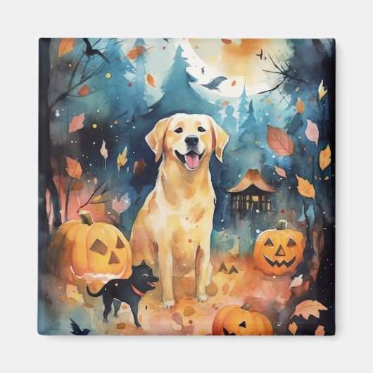 Halloween Finnischer Lappund mit Pumpkins Beängsti Magnet (Vorne)