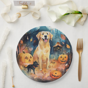 Halloween Finnischer Lappund mit Pumpkins Beängsti Pappteller