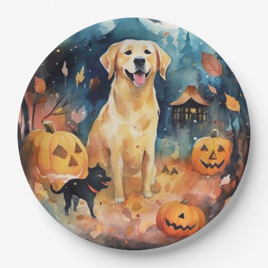 Halloween Finnischer Lappund mit Pumpkins Beängsti Pappteller (Vorderseite)