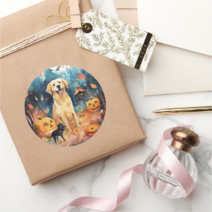 Halloween Finnischer Lappund mit Pumpkins Beängsti Runder Aufkleber