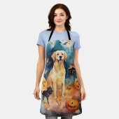 Halloween Finnischer Lappund mit Pumpkins Beängsti Schürze (Getragen)